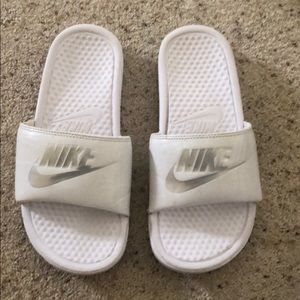 White Nike Slides